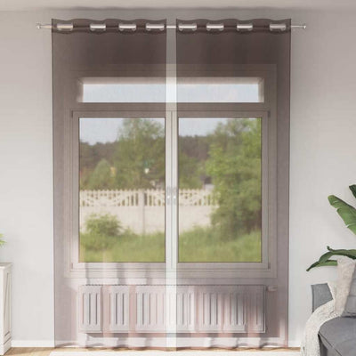 Voileeverhot läpiviennillä 2 kpl ruskea 140x260 cm