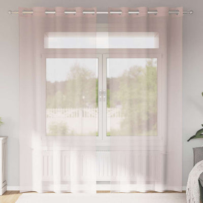 Voileeverhot läpiviennillä 2 kpl vaaleanpunainen 140x245 cm