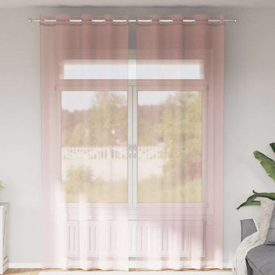 Voileeverhot läpiviennillä 2 kpl vaaleanpunainen 140x260 cm