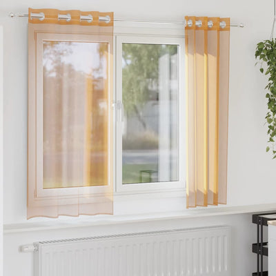 Voileeverhot läpiviennillä 2 kpl oranssi 140x140 cm