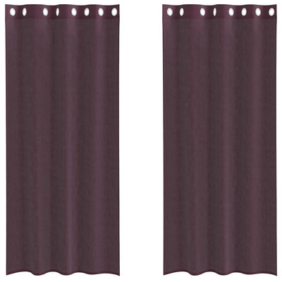 Voileeverhot läpiviennillä 2 kpl purppura 140x225 cm