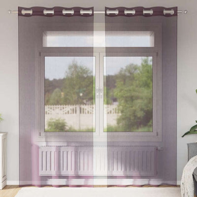 Voileeverhot läpiviennillä 2 kpl purppura 140x245 cm