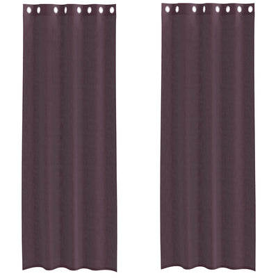 Voileeverhot läpiviennillä 2 kpl purppura 140x260 cm