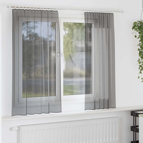 Voile-verhot tankotaskuilla 2 kpl tummanharmaa