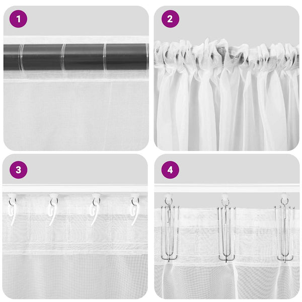 Voile-verhot tankotaskuilla 2 kpl violetti