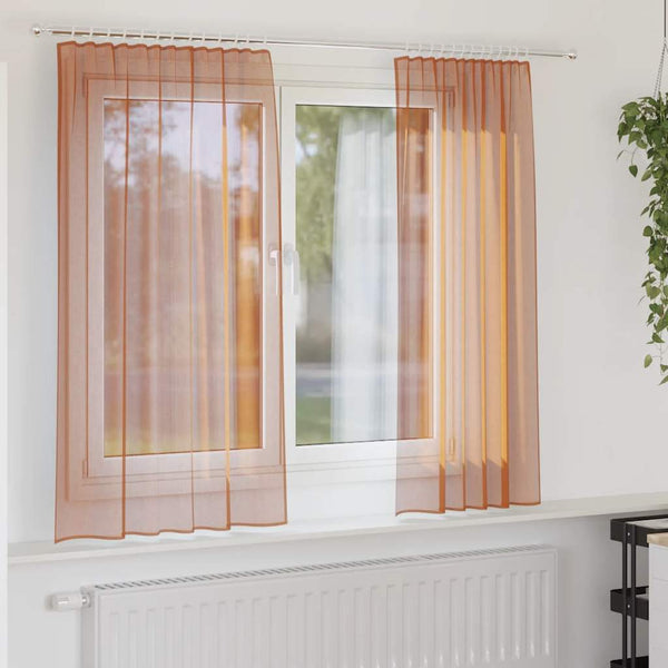Voile-verhot tankotaskuilla 2 kpl terrakotta