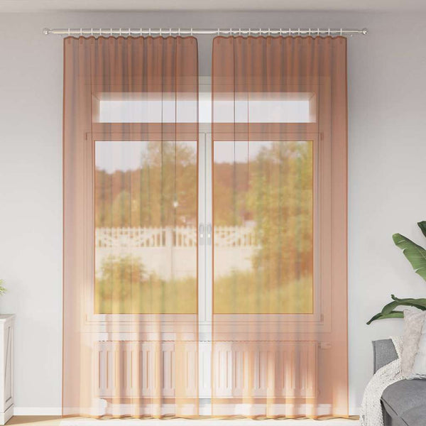 Voile-verhot tankotaskuilla 2 kpl terrakotta