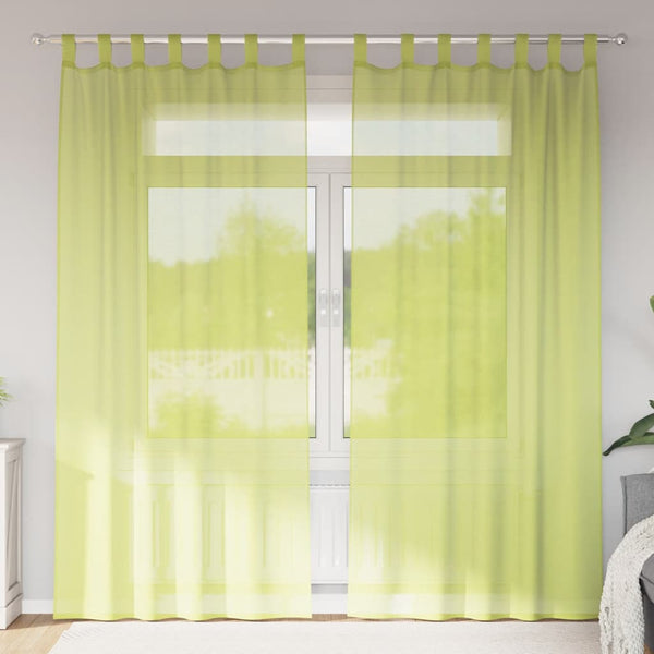 Voile-verhot kielekkeillä 2 kpl omenanvihreä