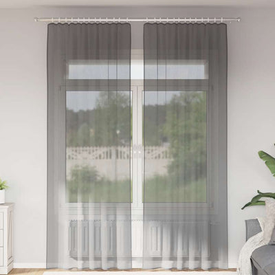 Voileeverhot lenkeillä 2 kpl tummanharmaa 140x260 cm