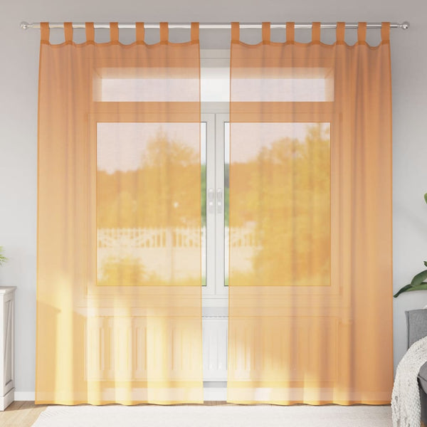 Voile-verhot lenkeillä 2 kpl oranssi 140x225 cm