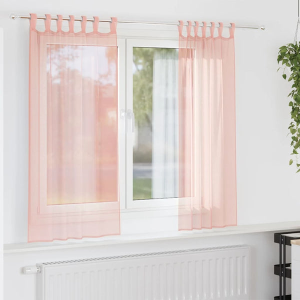 Voile-verhot lenkeillä 2 kpl pinkki 140x140 cm