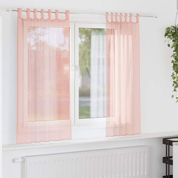 Voile-verhot lenkeillä 2 kpl pinkki 140x175 cm
