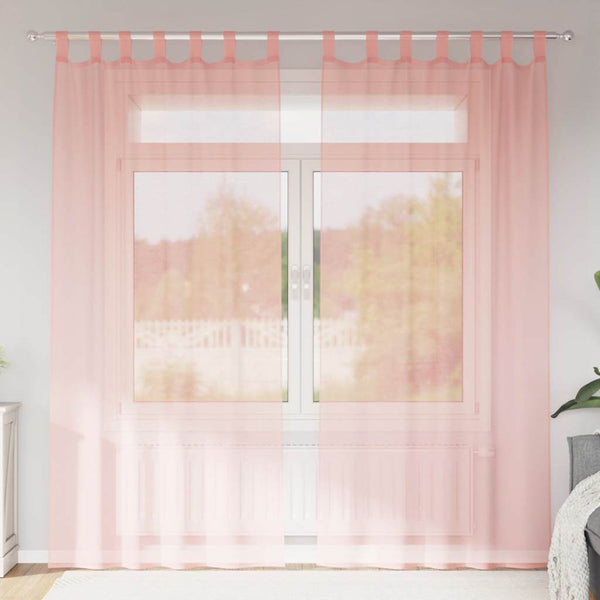 Voile-verhot lenkeillä 2 kpl pinkki 140x245 cm