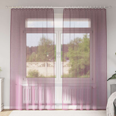 Voileeverhot lenkeillä 2 kpl purppura 140x245 cm