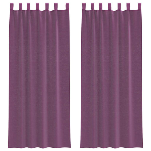 Voile-verhot lenkeillä 2 kpl violetti 140x260 cm