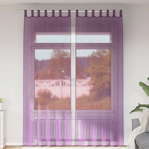 Voile-verhot lenkeillä 2 kpl violetti 140x260 cm