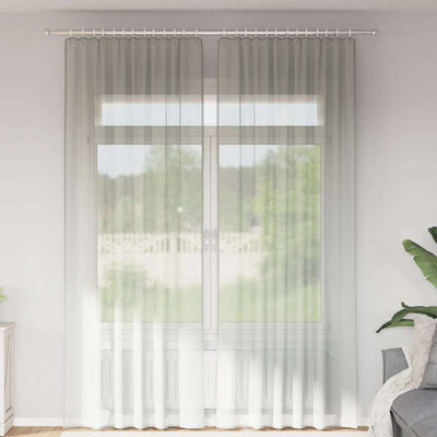 Voileeverhot lenkeillä 2 kpl vaaleanharmaa 140x260 cm