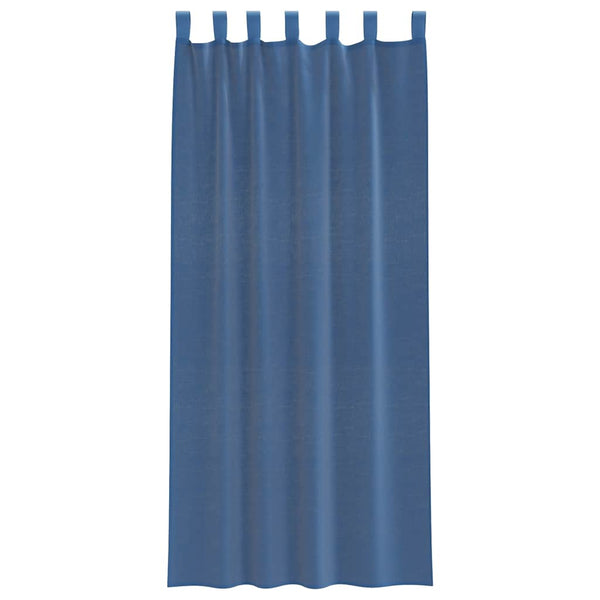 Voile-verhot lenkeillä 2 kpl tummansininen 140x225 cm