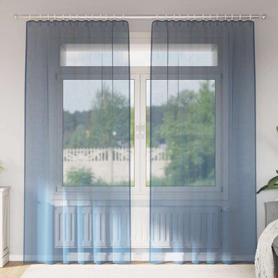 Voileeverhot lenkeillä 2 kpl syvänsininen 140x245 cm