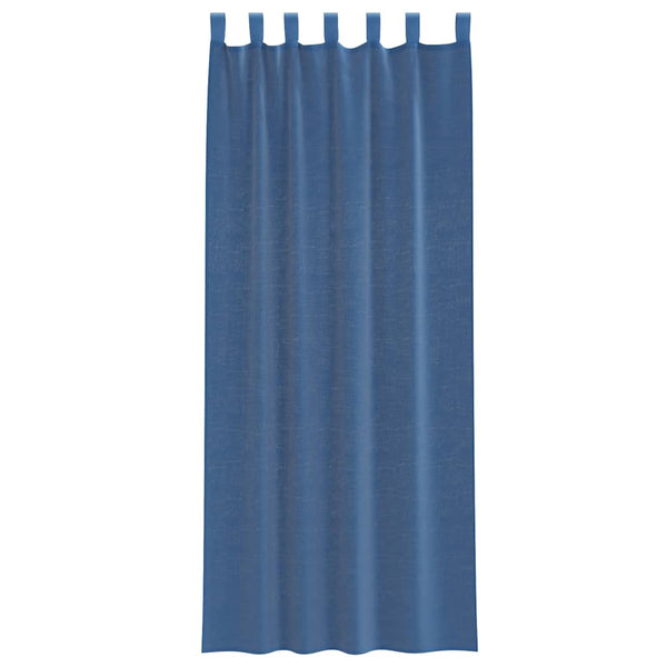 Voile-verhot lenkeillä 2 kpl tummansininen 140x260 cm