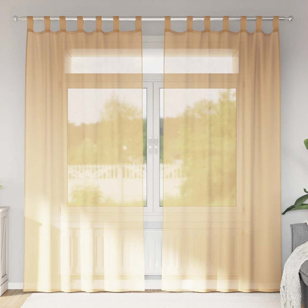 Voile-verhot lenkeillä 2 kpl hiekka 140x245 cm