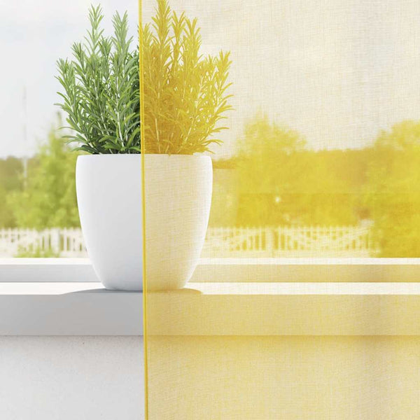 Voile-verhot lenkeillä 2 kpl keltainen 140x140 cm