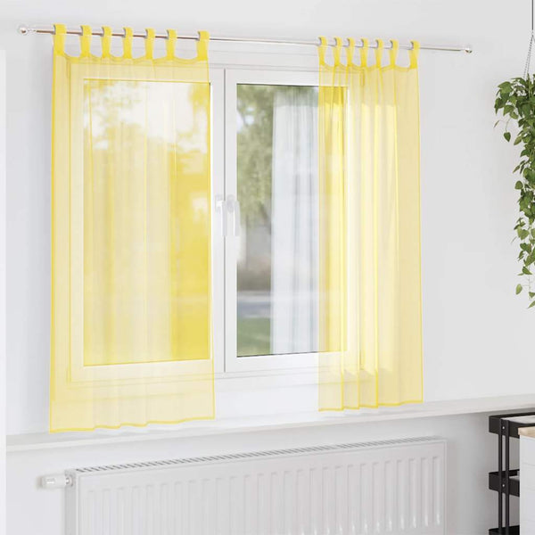 Voile-verhot lenkeillä 2 kpl keltainen 140x175 cm