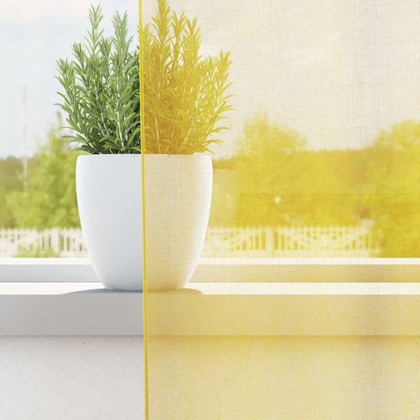 Voile-verhot lenkeillä 2 kpl keltainen 140x245 cm
