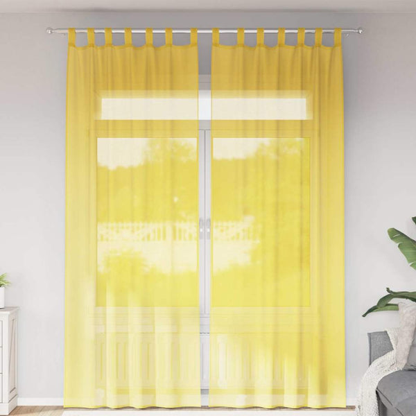 Voile-verhot lenkeillä 2 kpl keltainen 140x260 cm