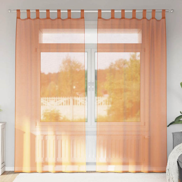 Voile-verhot lenkeillä 2 kpl terrakotta 140x245 cm