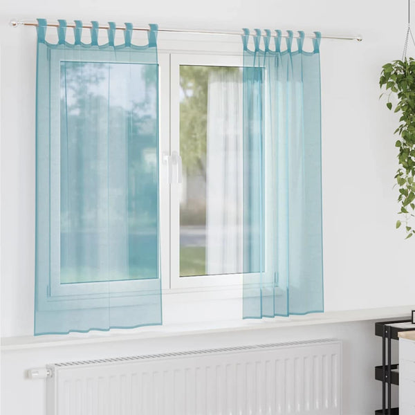 Voile-verhot lenkeillä 2 kpl turkoosi 140x140 cm