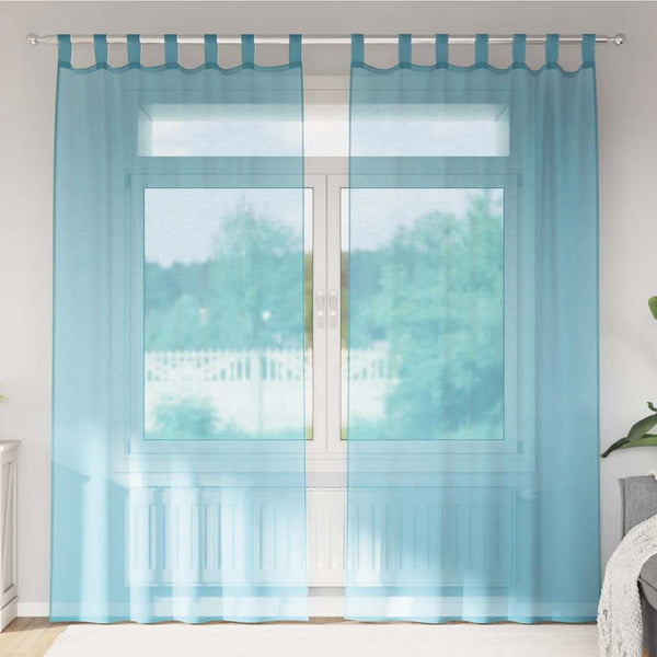 Voile-verhot lenkeillä 2 kpl turkoosi 140x245 cm
