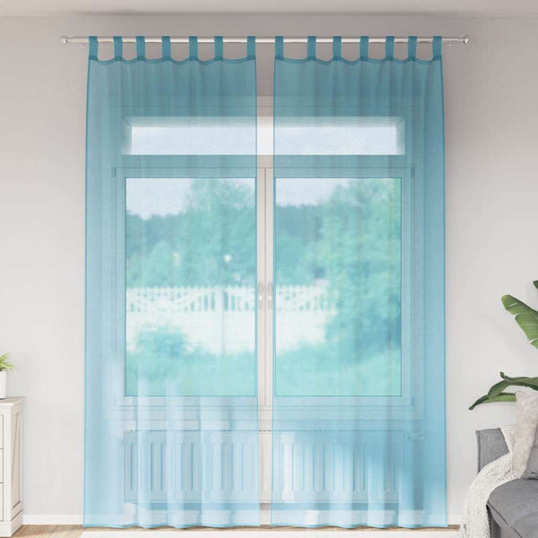 Voile-verhot lenkeillä 2 kpl turkoosi 140x260 cm