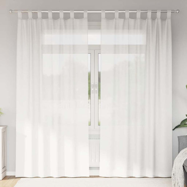 Voile-verhot lenkeillä 2 kpl valkoinen 140x225 cm