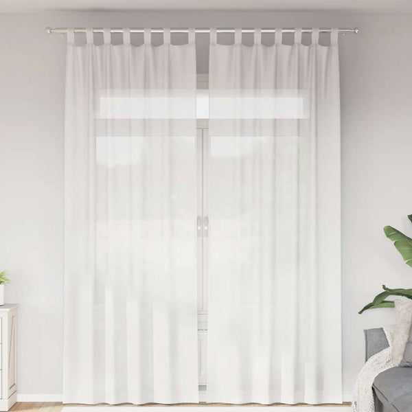 Voile-verhot lenkeillä 2 kpl valkoinen 140x260 cm