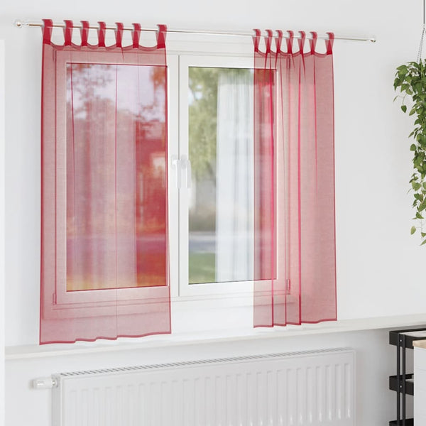 Voile-verhot lenkeillä 2 kpl viininpunainen 140x140 cm