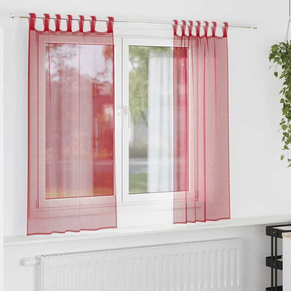 Voile-verhot lenkeillä 2 kpl viininpunainen 140x175 cm