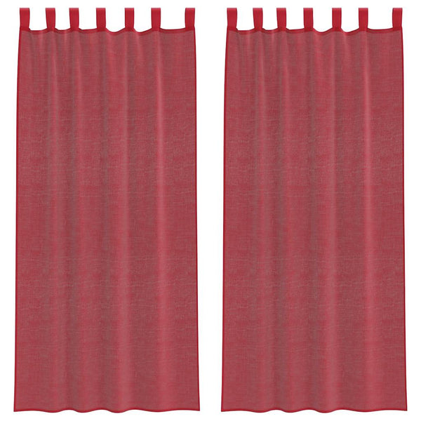 Voile-verhot lenkeillä 2 kpl viininpunainen 140x245 cm