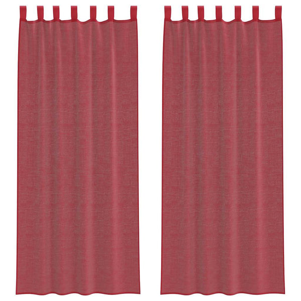 Voile-verhot lenkeillä 2 kpl viininpunainen 140x260 cm