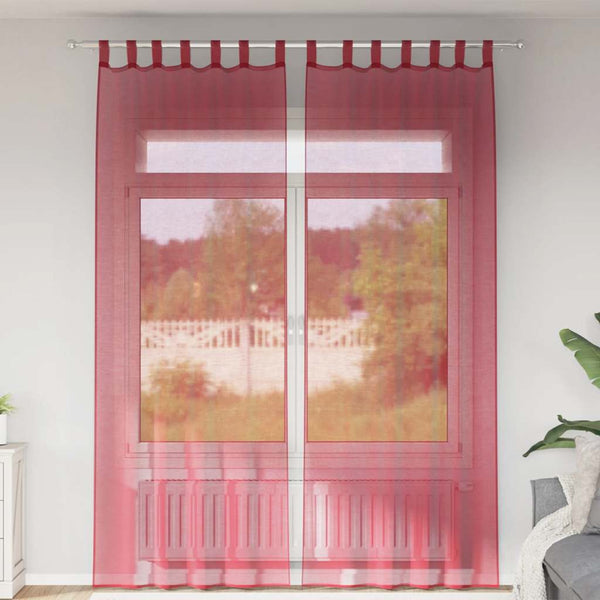 Voile-verhot lenkeillä 2 kpl viininpunainen 140x260 cm
