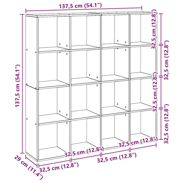 Kirjahylly artesaani tammi 137,5x29x137,5 cm lastulevy