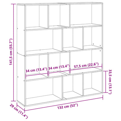 Kirjahylly musta 132x29x141,5 cm lastulevy