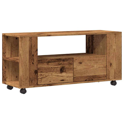 TV-kaappi pyörillä vanha puu 102x34,5x43 cm teknillinen puu