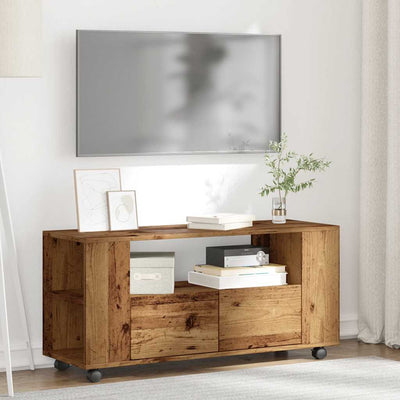 TV-kaappi pyörillä vanha puu 102x34,5x43 cm teknillinen puu