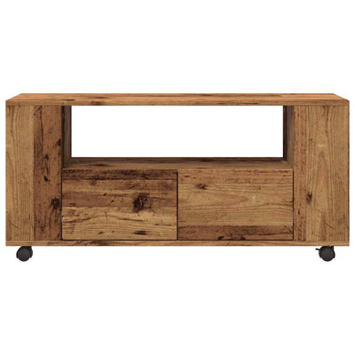 TV-kaappi pyörillä vanha puu 102x34,5x43 cm teknillinen puu