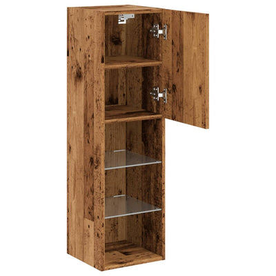 TV-taso LED-valoilla vanha puu 30,5x30x102 cm