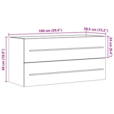 Allaskaappi betoninharmaa 100x38,5x48 cm lastulevy