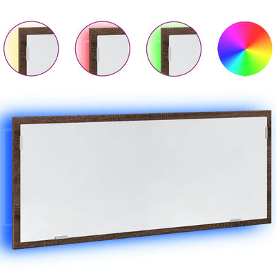 Kylpyhuoneen LED-peili ruskea tammi 100x8,5x37 cm tekninen puu