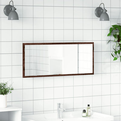 Kylpyhuoneen LED-peili ruskea tammi 100x8,5x37 cm tekninen puu