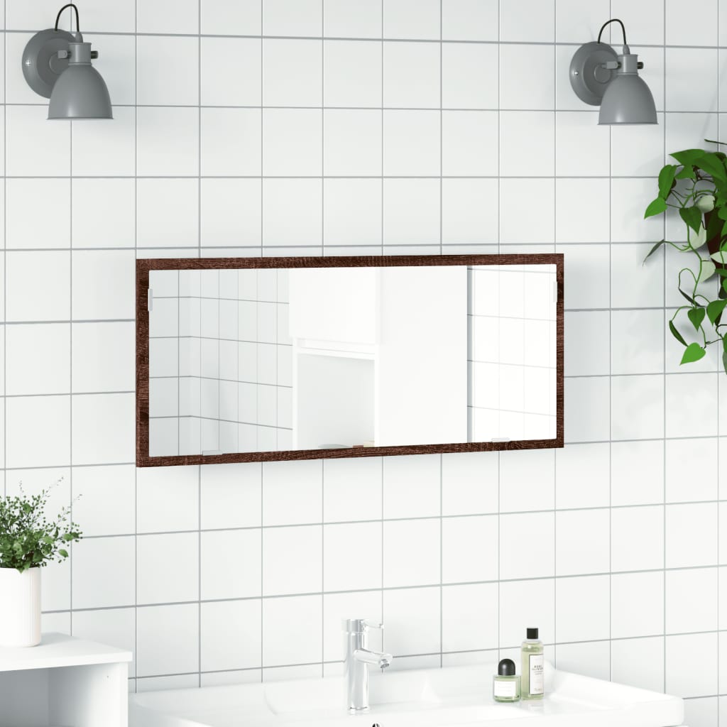 Ruskea tammi kylpyhuoneen led-peili Destiny 100x8,5x37cm (puinen)